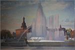 Советская живопись Картина Омск, у фонтана художник Красноперов Александр